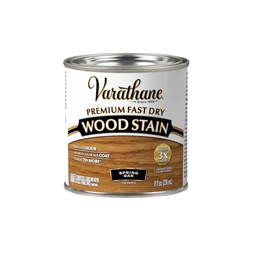 VARATHANE Rust-Oleum Varathane 262023 Premium Fast Dry Wood Stain, Spring Oak, (Half Pint/236ml) - Image 1