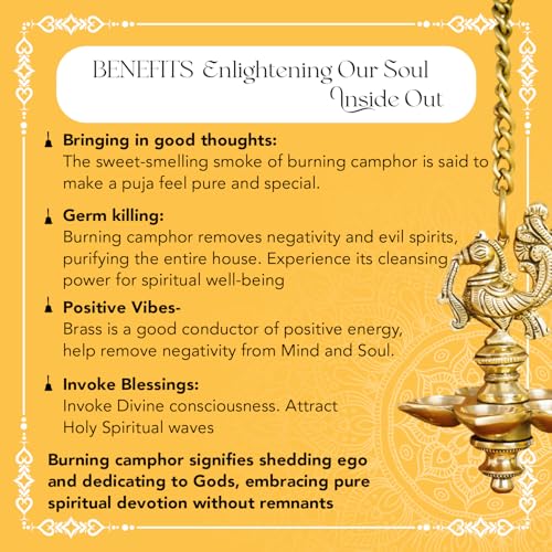 Ekhasa 100% Pure Brass Peacock Hanging Diya for Puja | Diyas for Home Decoration | Pital Deepam for Pooja | Brass Oil Lamps | Agal Vilakku for Pooja | Puja Diya for Home Mandir | Deepak Kundulu - Image 4
