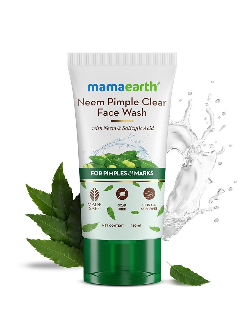 Mama Earth Neem Pimple Clear Face Wash With Neem & Salicylic Acid|Fights Pimples|Reduces Marks|Purifies Skin|Gently Cleanses|Controls Excess Oil|For All Skin Types|For Men And Women|150 Ml - Image 2