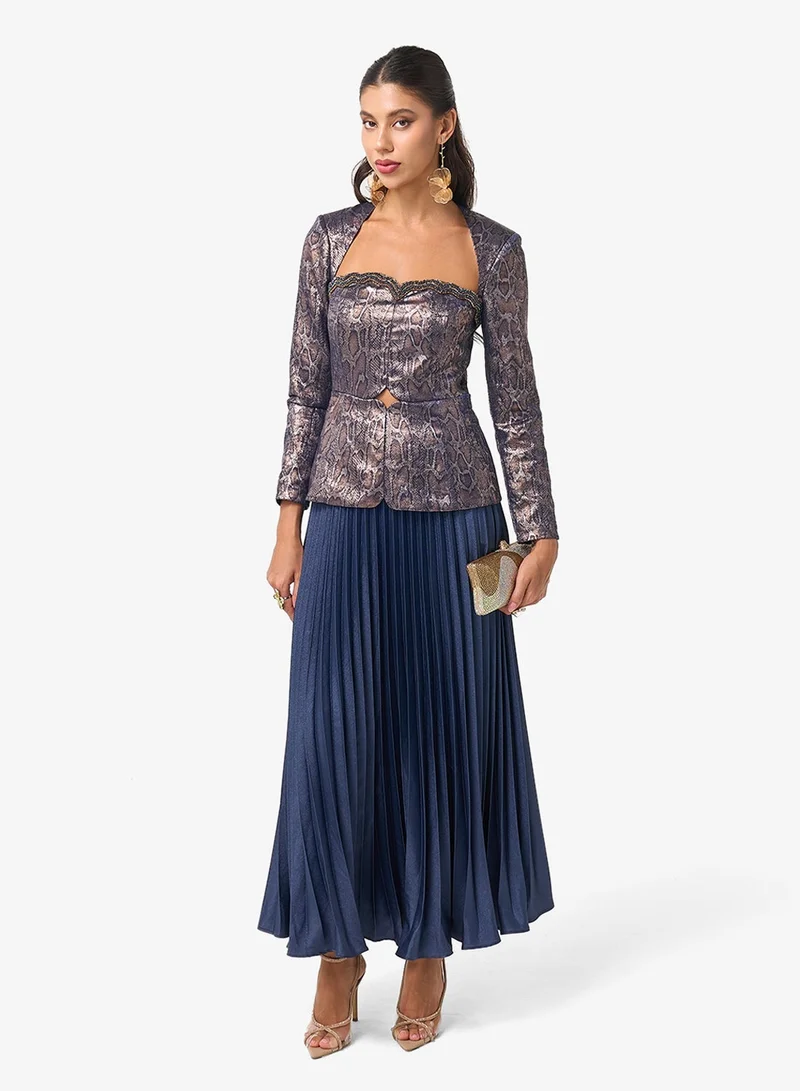 ثريدز باي اجوني فستان ماكسي طويل الأكمام بياقة قلب مطوي