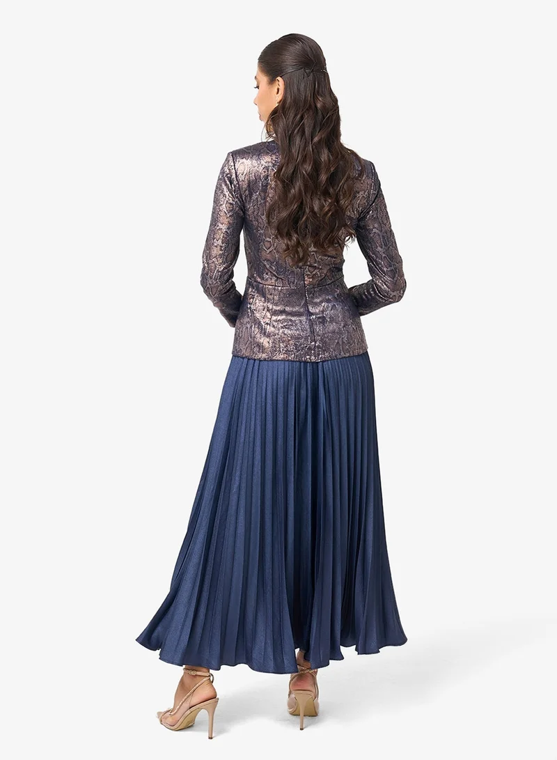 Threadz By Ajooni  Sweetheart Neck Long Sleeve Plisse Maxi Dress for Women | Best Price UAE