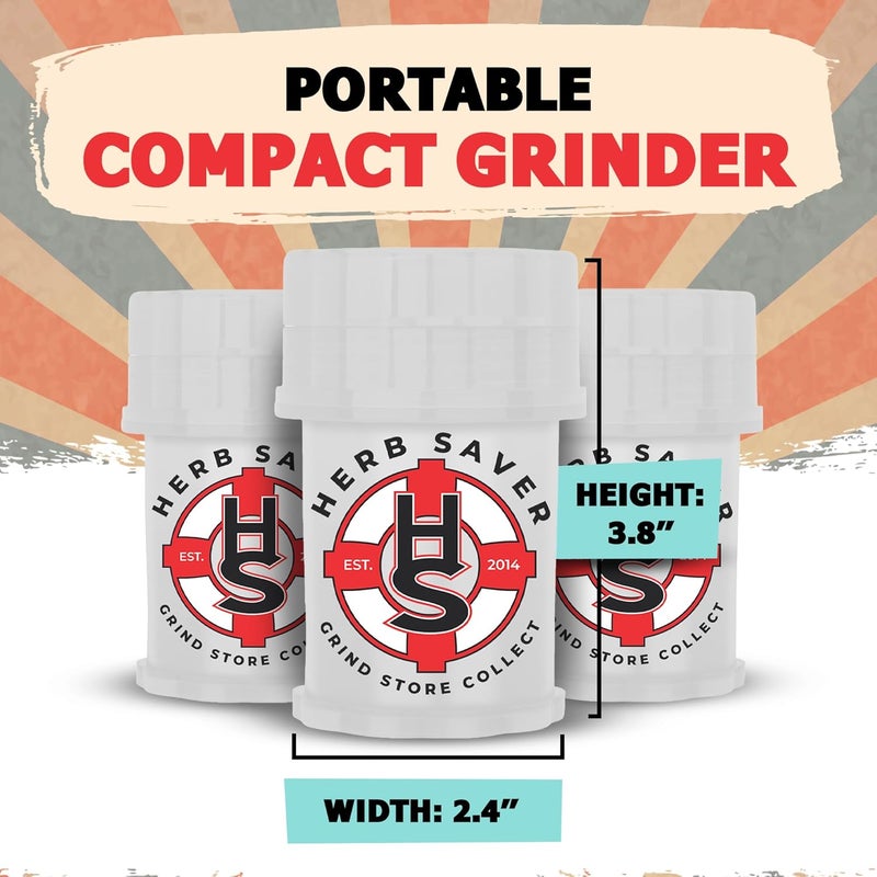 HS Large HerbSaver Grinder- Medical Grade Plastic Grinder with Razor Sharp Teeth, Pocket-Sized, Durable & Portable - Ideal for Grinding Herbs and Spices (Clear) - Image 5