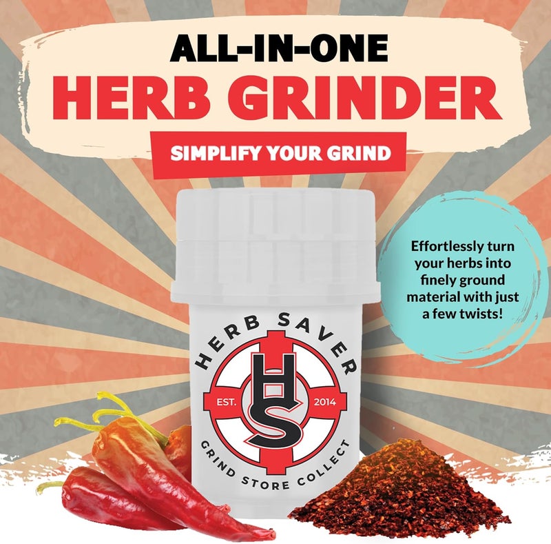 HS Large HerbSaver Grinder- Medical Grade Plastic Grinder with Razor Sharp Teeth, Pocket-Sized, Durable & Portable - Ideal for Grinding Herbs and Spices (Clear) - Image 2