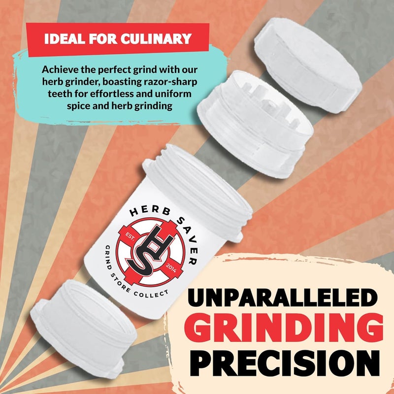 HS Large HerbSaver Grinder- Medical Grade Plastic Grinder with Razor Sharp Teeth, Pocket-Sized, Durable & Portable - Ideal for Grinding Herbs and Spices (Clear) - Image 4