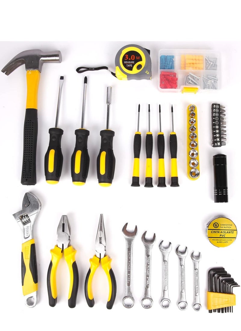 110 Piece Socket Wrench Household Repair Tool Combination Package, Mixed Tool Set Hand Tool Kit with Plastic Toolbox Storage Case