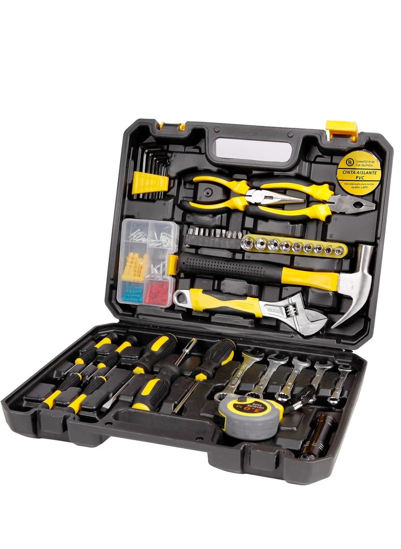 Generic 110 Piece Socket Wrench Household Repair Tool Combination Package, Mixed Tool Set Hand Tool Kit with Plastic Toolbox Storage Case  - Image 1
