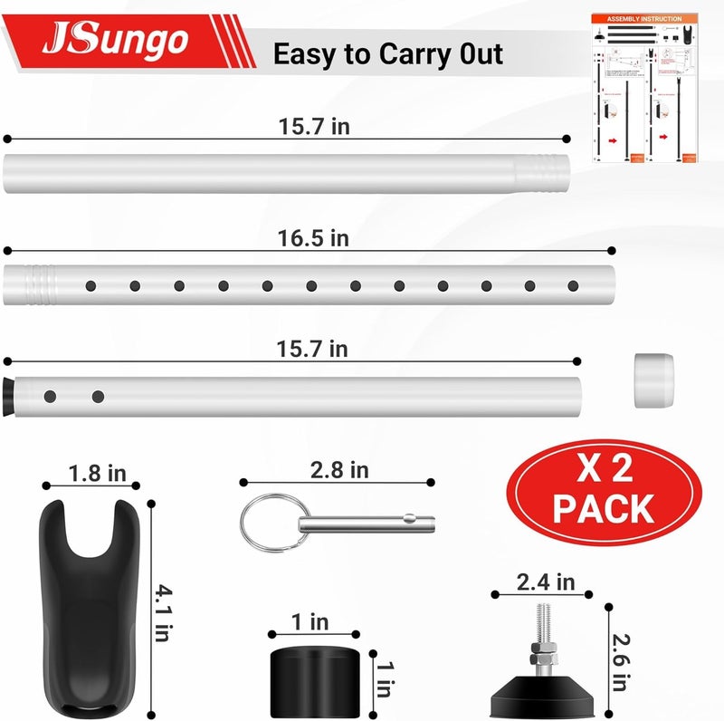 JSungo 2-in-1 Sliding Door Security Bar, Upgrade Door Stoppers Security, Heavy-Duty Door Jammer Door Stopper for Sliding Window, Adjustable Door Jammer for Home, Apartment, and Hotel, White, 1 Pack - Image 2