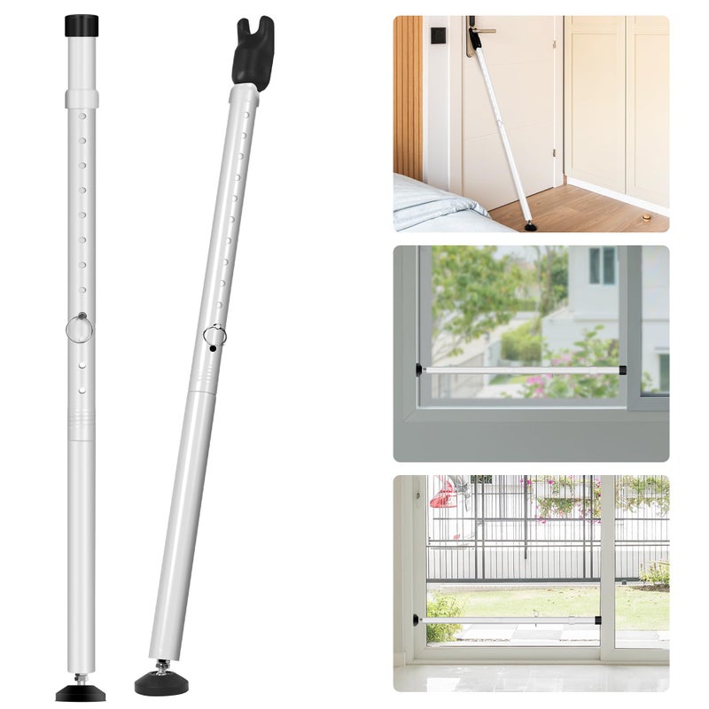 JSungo 2-in-1 Sliding Door Security Bar, Upgrade Door Stoppers Security, Heavy-Duty Door Jammer Door Stopper for Sliding Window, Adjustable Door Jammer for Home, Apartment, and Hotel, White, 1 Pack - Image 1