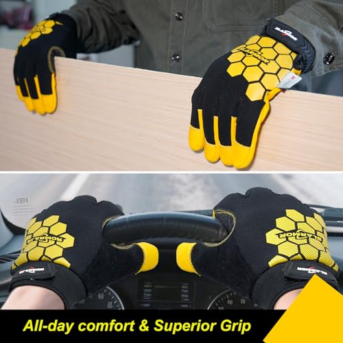 SLARMOR Winter Work Gloves for Men, Insulated, Waterproof, Puncture and Abrasion Resistant, Touch Screen with Warm Thinsulate Lining for Cold Weather, Yellow, Small - Image 4