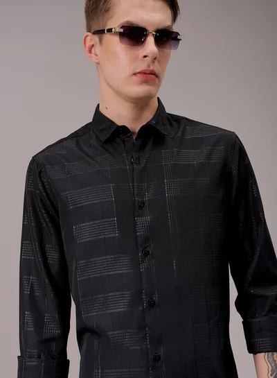 The Indian Garage Co Men Slim Fit Solid Full Sleeves Cutaway Collar Party Wear Shirt