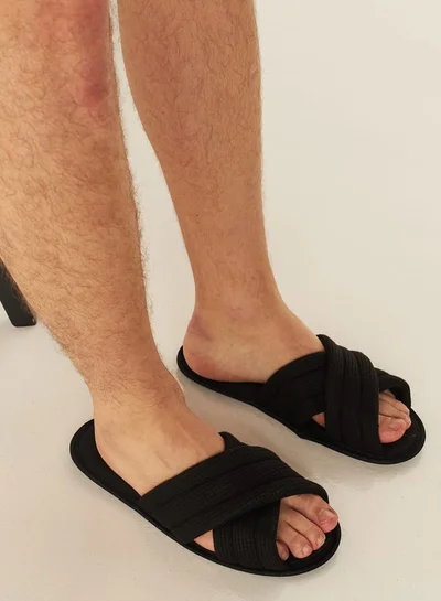 Cozy Men Textured Open Toe Slide Slippers