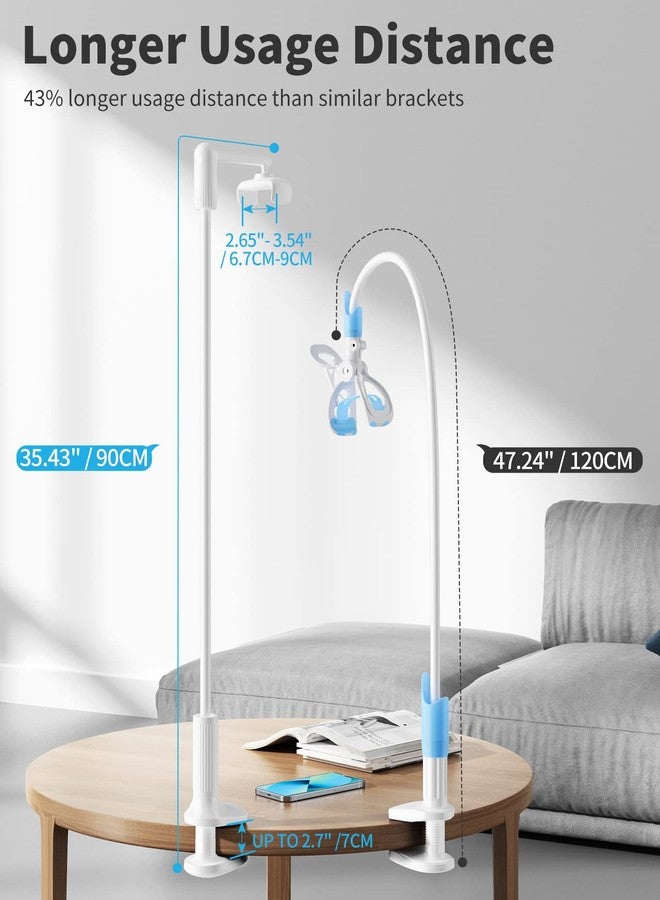 SAIJI Gooseneck Phone Holder for Bed, 360° Rotate Support Rod One-Hand Adjustable Cell Phone Stand, Compatible with All 4.7-7" Devices (Black) - Image 4