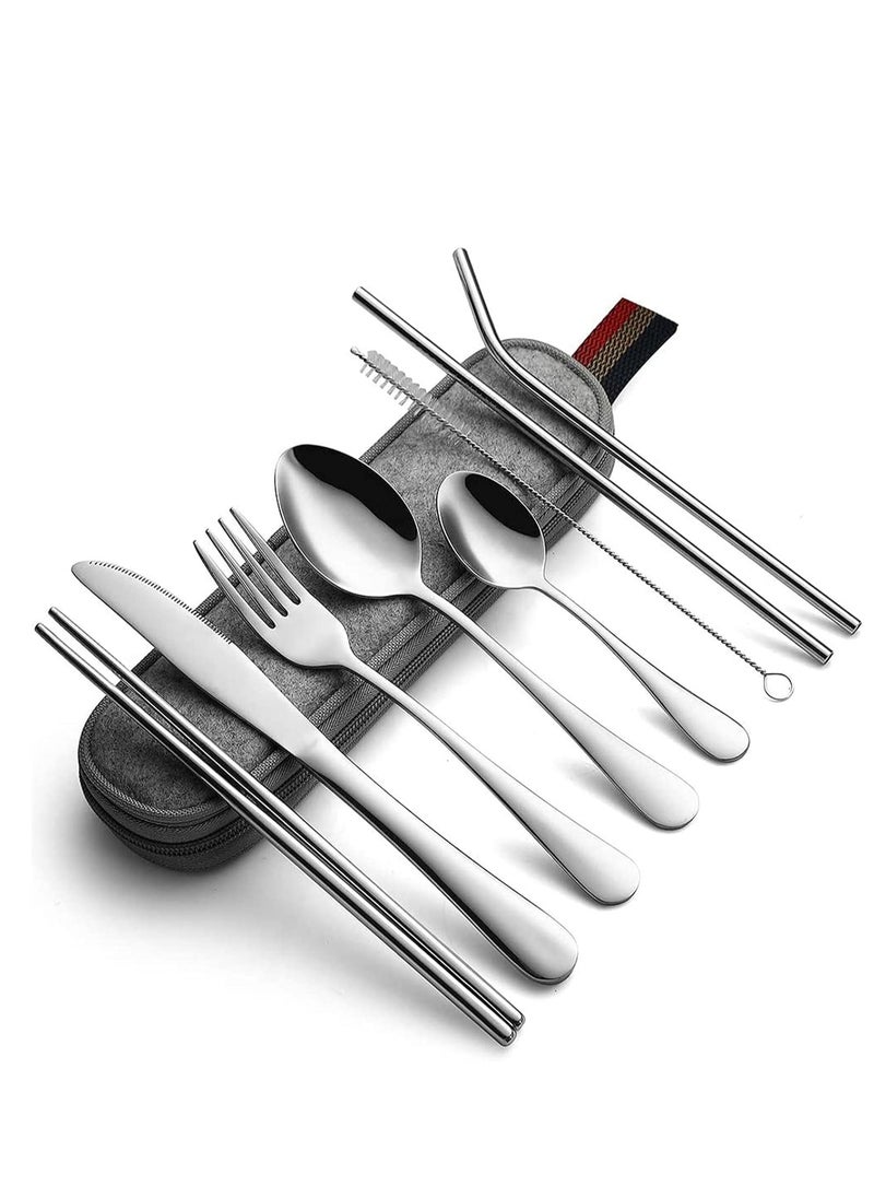 Portable Utensils, Travel Camping Cutlery Set, 9-Piece (Silver) - pzsku/Z73852BDFDEC3281EDCC5Z/45/_/1737273262/b01e2655-724f-4e6d-b726-dceb912c6e14