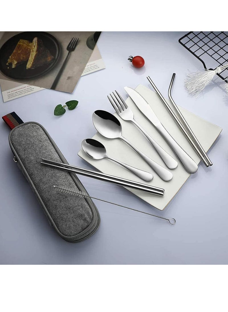 Portable Utensils, Travel Camping Cutlery Set, 9-Piece (Silver) - pzsku/Z73852BDFDEC3281EDCC5Z/45/_/1737273302/2d47034c-d4b2-43ba-b1da-fa7875783d56