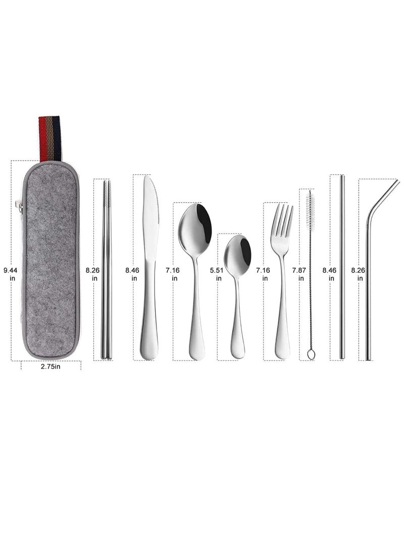 Portable Utensils, Travel Camping Cutlery Set, 9-Piece (Silver) - pzsku/Z73852BDFDEC3281EDCC5Z/45/_/1737273323/bc88df1a-b907-4a31-bee0-7c3c81c14aeb