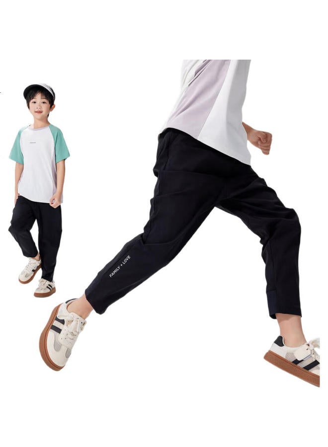 Ebaer Boys' Summer Thin Quick-Dry Pants, Children'S Sports Trousers, Mosquito-Repellent Pants, Dark Ink Black, 1120 - Image 1