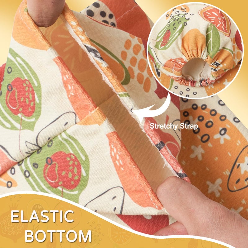 LeCorner Plastic Bag Holder, Reusable Grocery Bag Holder for Plastic Bags Groceries Store, Flower Canvas Trash Plastic Bag Organizer Storage Holders for Home Kitchen Pantry Decor (Colorful Fruits) - Image 5