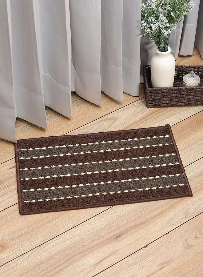 عقد الحالة سجادة باب أمامي مانعة للانزلاق | سجادة غرفة المعيشة لأبواب المدخل (خطوط بنية)، ٣٨ × ٥٨ سم - Image 1
