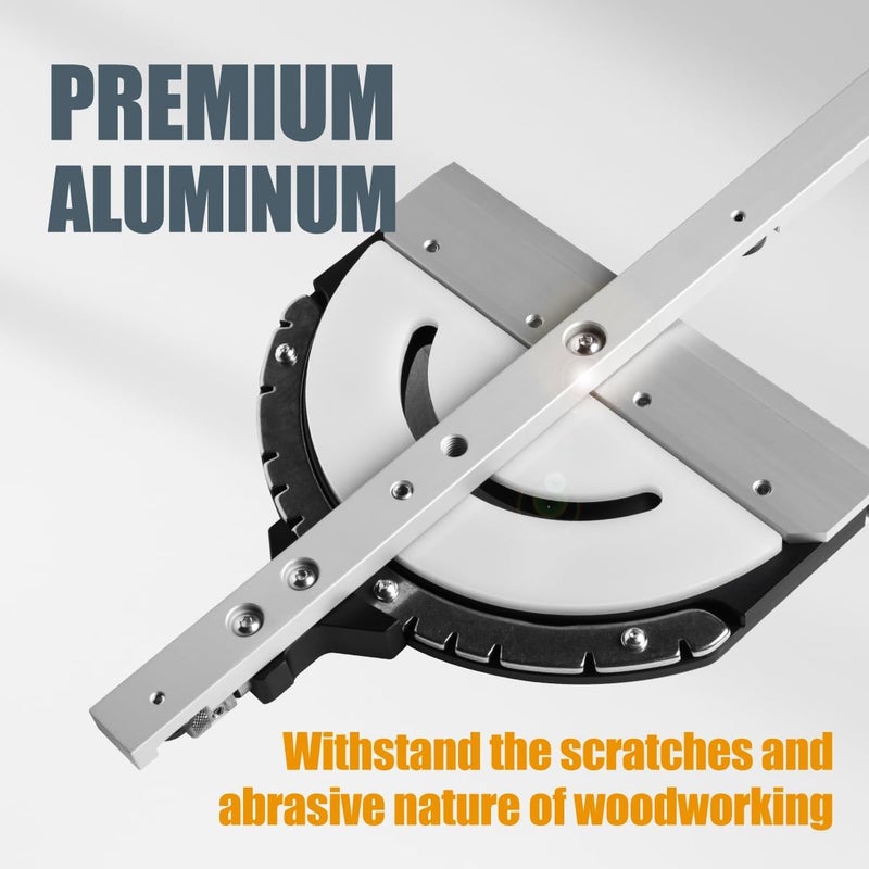 POWERTEC 71767 Precision Miter Gauge for Table Saw, with 11 Preset Angle Stops, Laser Engraved Angular Increments, and Spring-Loaded Indexing Pin - Image 3