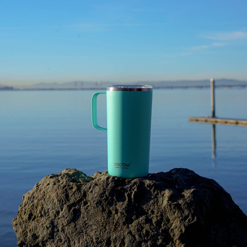 asobu Tower Mug Ceramic Inner Coated Insulated Stainless Steel Cup for Pure Tasting Coffee with Easy Hold Handle and Tritan Lid Fits Standard Cup Holders 20 Ounce Travel Mug (White) - Image 3