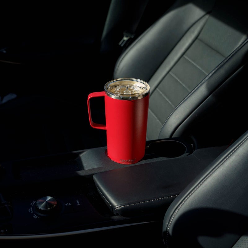 asobu Tower Mug Ceramic Inner Coated Insulated Stainless Steel Cup for Pure Tasting Coffee with Easy Hold Handle and Tritan Lid Fits Standard Cup Holders 20 Ounce Travel Mug (White) - Image 2