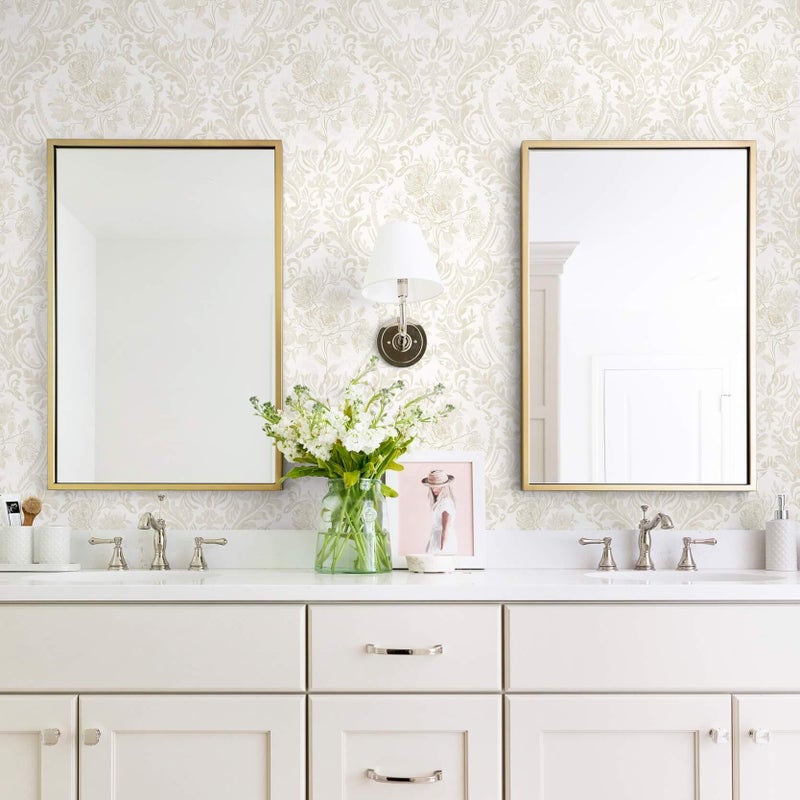 Ismoon Floral Peel and Stick Wallpaper Vintage Beige Contact Paper Boho Watercolor Damask Wall Paper Textured Removable Self Adhesive Vinyl Wallpaper for Cabinet Bedroom Wall Decor, 17.3 in X 6.5 ft - Image 3