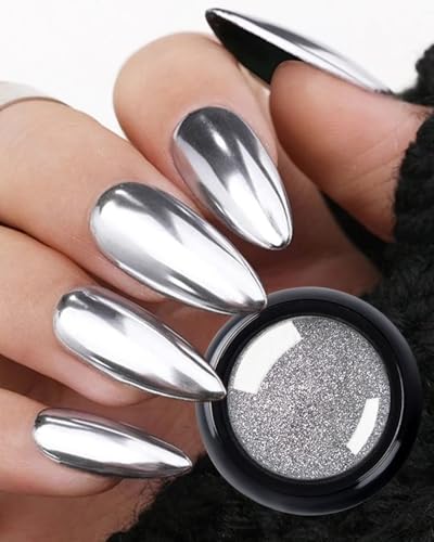 Fokostar 3 Colors Chrome Nail Powder Set Reflective Glitter Metallic Mirror Effect for Nails Art Design 3D Holographic Silver Rose Gold Pigment Flash Light Crome Paillette Dust with 3 Tools - Image 3
