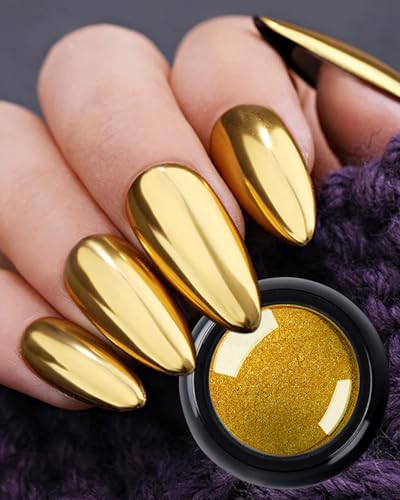 Fokostar 3 Colors Chrome Nail Powder Set Reflective Glitter Metallic Mirror Effect for Nails Art Design 3D Holographic Silver Rose Gold Pigment Flash Light Crome Paillette Dust with 3 Tools - Image 2