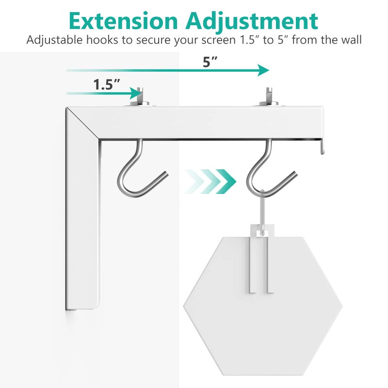 WALI Universal Projector Screen Ceiling Mount, Wall Hanging Mount L-Brackets, 6 inch Adjustable Extension with Hook Kit, Perfect Projector Screen Placement Hold up to 66 lbs (PSM001-W), White - Image 5