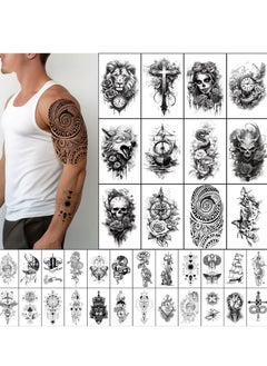 SYNSYB Waterproof & Long-Lasting Black Temporary Tattoos - 30 Sheets of Animal & Floral Designs for Men and Women  - Image 1