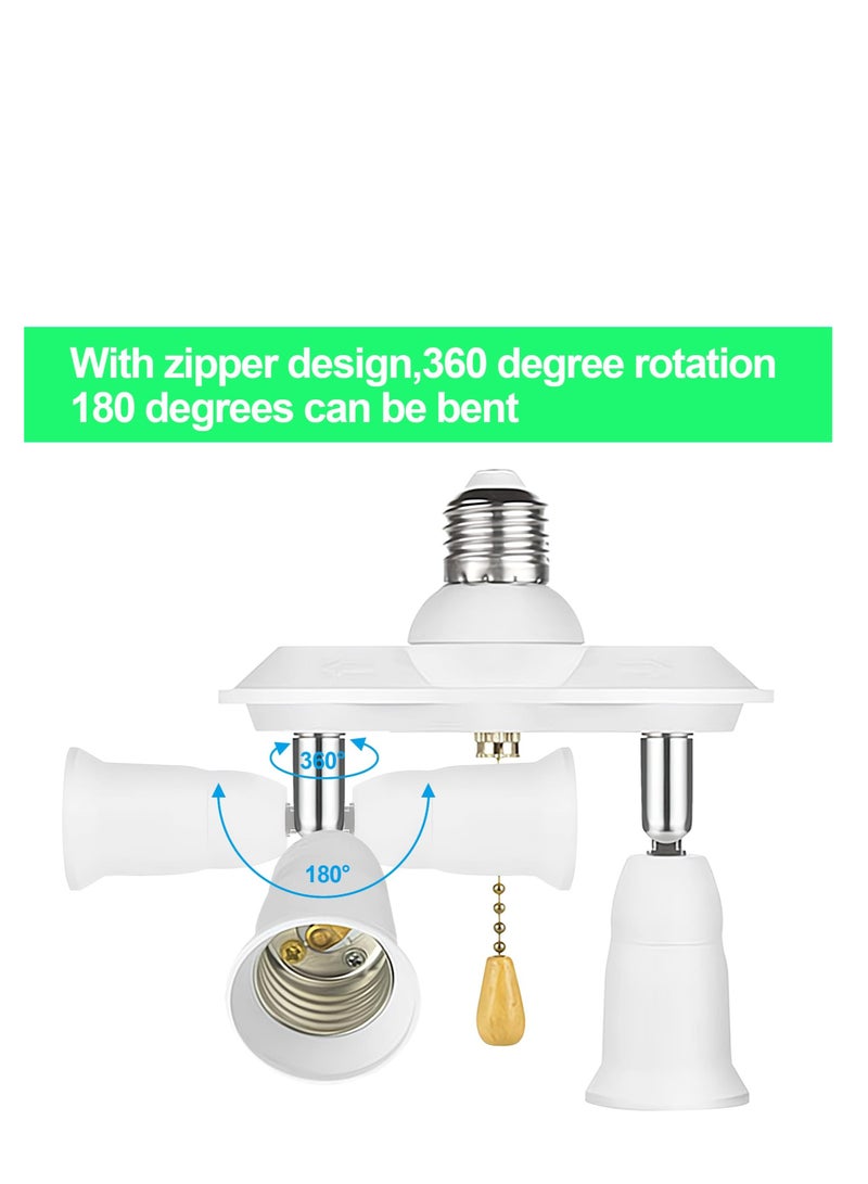 Excefore Pull Chain Light Fixture Light Socket Adapter, 2 in 1 E26/E27 Splitter Socket Adapter, 360 Degree Adjustable and 180 Degree Bendable, Pull Chain Light Socket Adapter Converter Splitter  - Image 5