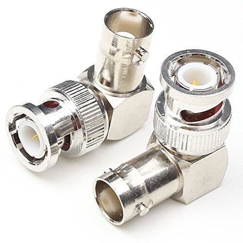 ANHAN BNC Male to Female Right Angle Connectors, Coax Cable Adapters, 90 Degree RF Coaxial Connector for CCTV (2 Packs) - Image 1