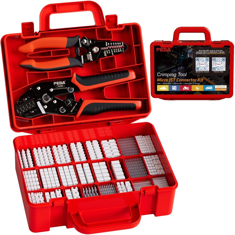 PEBA Crimping Tool and JST Connector Kit 30 Types of 10mm JSTSH 125mm JSTGH 15mm JSTZH 20 mm JSTPH Connectors Contacts Crimping Pliers AWG 3222 for 10mm 20mm Pitch Pin Terminal - Image 2