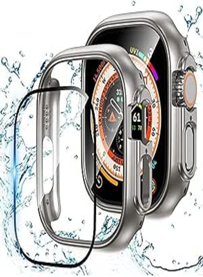 Dado PC Case + Tempered Screen Protector frame Compatible with Apple Watch Series 8 ULTRA 49 mm (Titanium)