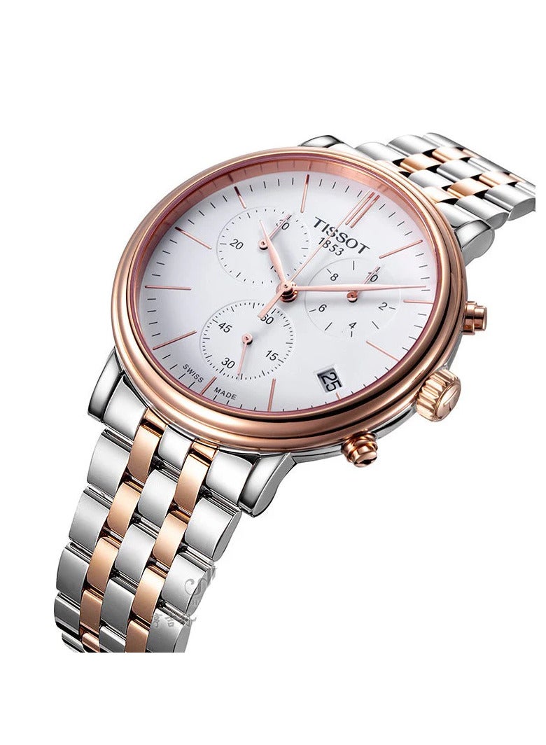 TISSOT Men's Carson Premium Chronograph White Dial Two Tone Steel Strap Watch T122.417.22.011.00  - Image 3