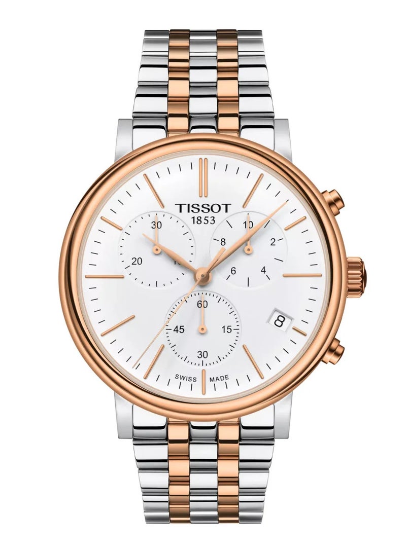 TISSOT Men's Carson Premium Chronograph White Dial Two Tone Steel Strap Watch T122.417.22.011.00  - Image 1