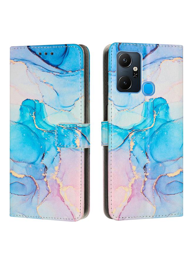 اس-توب جراب لهاتف Infinix Smart 6 Plus مصنوع من الجلد بنمط رخامي مطلي - Image 1