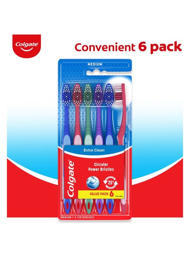 Colgate Extra Clean Toothbrush, Medium Toothbrush for Adults, 6 Pack - Image 3