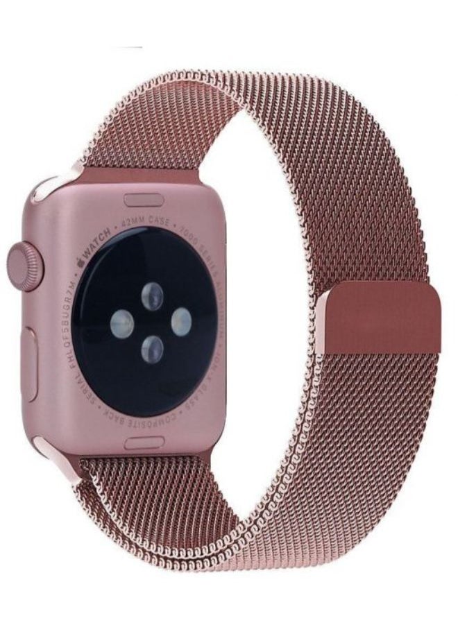 NIBEMINENT - Milanese Loop Mesh Stainless Steel Band For Apple Smartwatch Rose Gold - Image 1