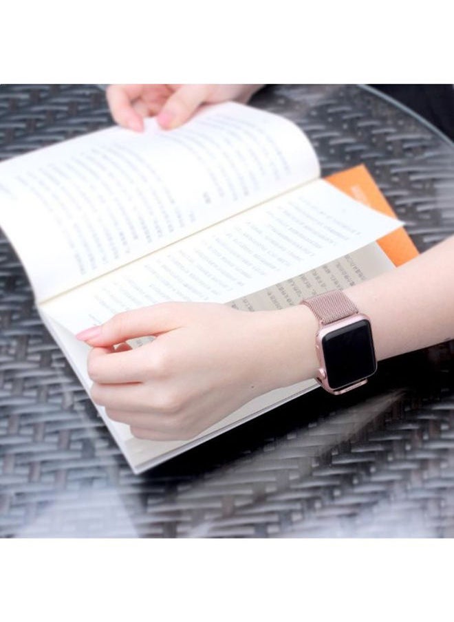 NIBEMINENT - Milanese Loop Mesh Stainless Steel Band For Apple Smartwatch Rose Gold - Image 1