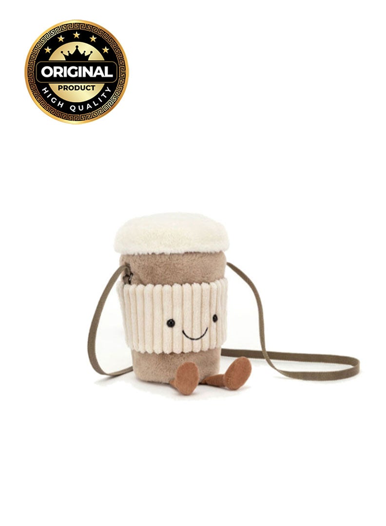 Jellycat Amuseables Coffee-To-Go Bag Plush – Soft Stuffed Toy with Cordy Legs, Cute Valentine’s Gift for Kids & Adults, Collectible Jellycat, 17cm - Image 1