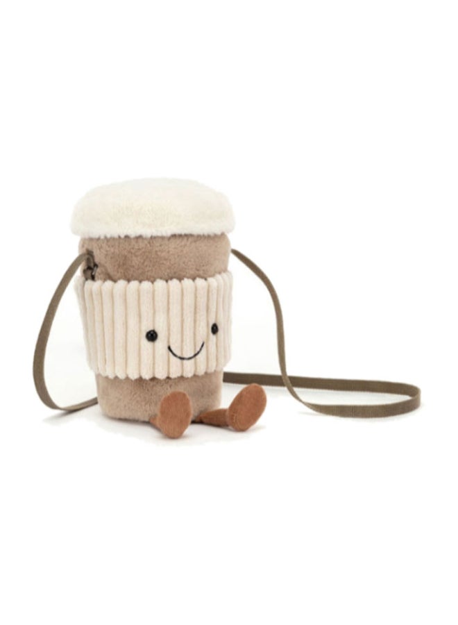 Jellycat Amuseables Coffee-To-Go Bag Plush – Soft Stuffed Toy with Cordy Legs, Cute Valentine’s Gift for Kids & Adults, Collectible Jellycat, 17cm - Image 1