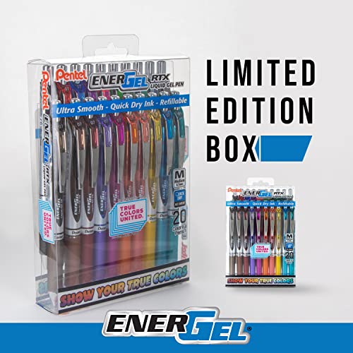 Pentel EnerGel RTX True Colors United (0.7mm) Medium Line, Assorted Ink, 20 Pack Box (BL77PC20MTCU) - Image 4