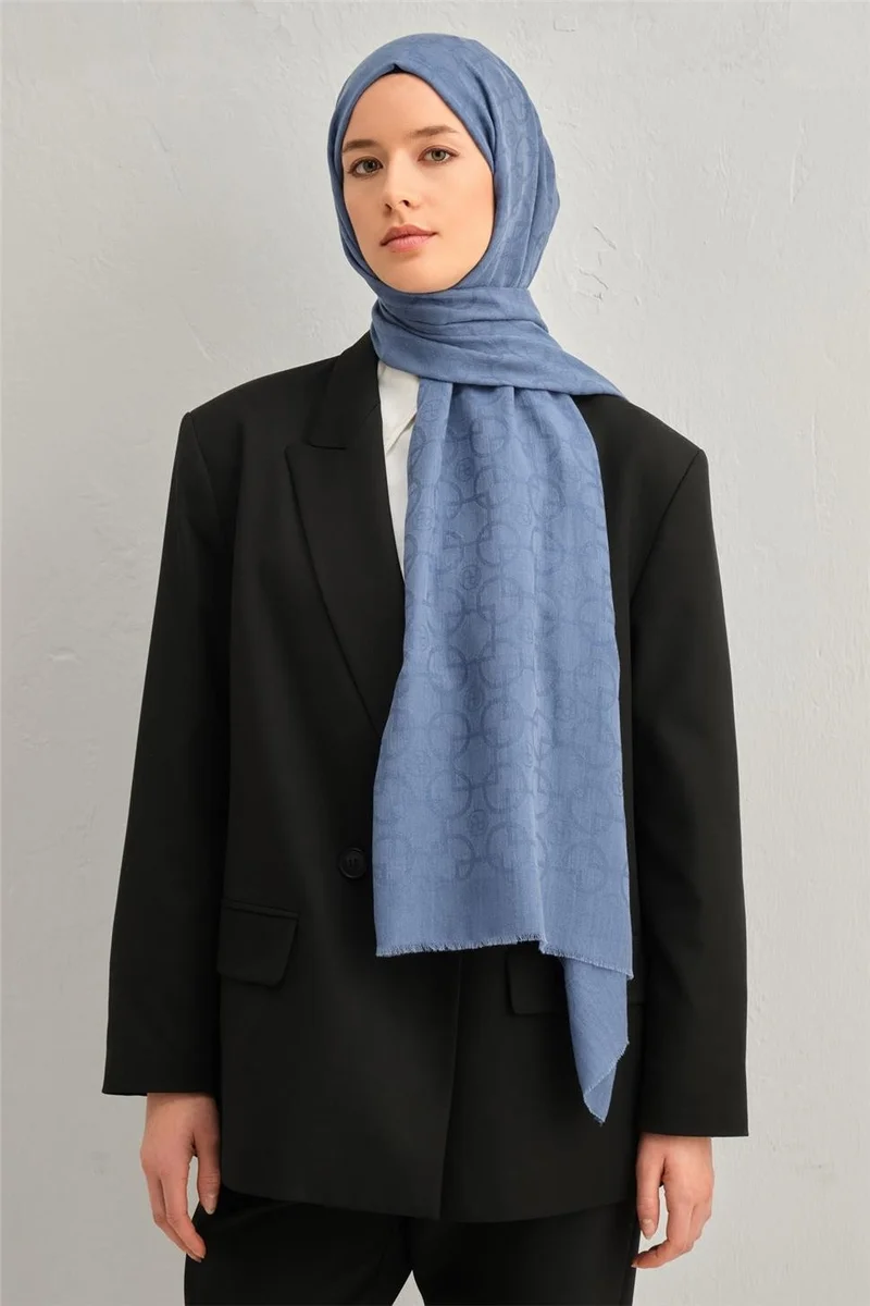 ARMINE Tencel Wool Geometric Pattern Shawl 16