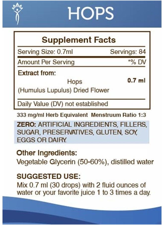 Secrets of the Tribe - Hops Tincture Alcohol-Free Liquid Extract, Hops (Humulus Lupulus) Dried Flower (2 FL OZ) - Image 1