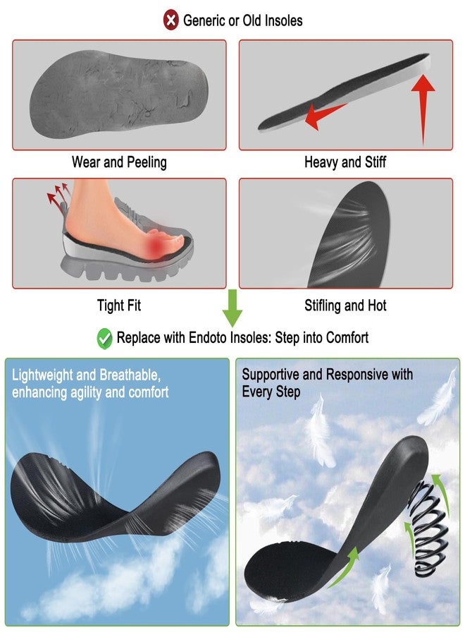 Endoto Insoles Replacement for ON Cloud Running Sneakers, Lightweight Shoes Inserts for Men(US Size:M10.5 / EU Size:44.5) - Image 4