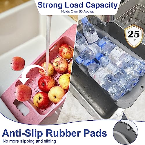 ROTTOGOON Collapsible Colander Strainer, Expandable Over the Sink Colander for Kitchen, Adjustable Silicone Sink Strainer, Foldable Large Colanders Basket to Wash Vegetable, Fruit, 15" to 19.8", Gray - Image 5