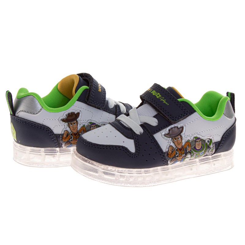 Josmo Boys Toy Story Light-Up Sneakers LED Running Shoes Strap Woody & Buzz Lightyear- Blue White Size 8 Toddler - Image 3