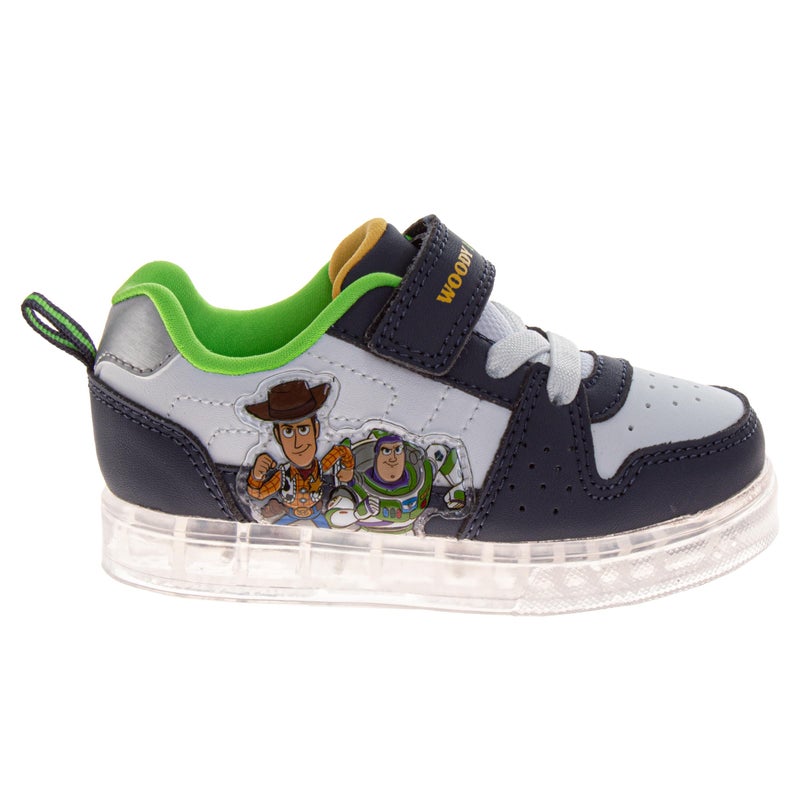 Josmo Boys Toy Story Light-Up Sneakers LED Running Shoes Strap Woody & Buzz Lightyear- Blue White Size 8 Toddler - Image 2
