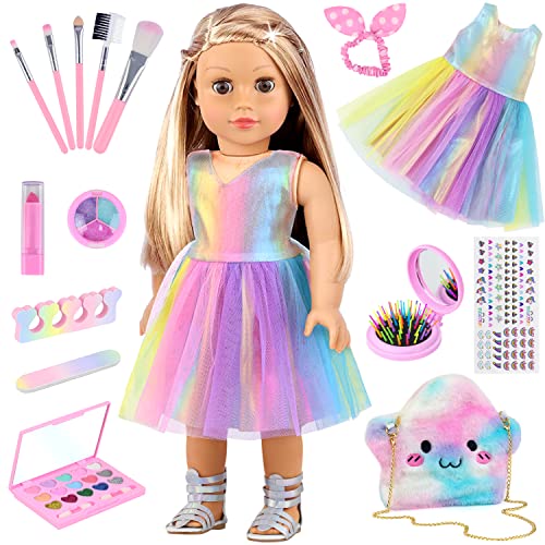 UNICORN ELEMENT 15 Pcs 18 Inch Doll Accessories - Dress with Makeup Set for Generation Dolls - Clothes and Accessories (Doll NOT Included) - Image 1